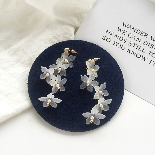 2019 New flower handmade bohemia boho earrings women fashion long hanging earrings crystal female wedding earings party jewelry