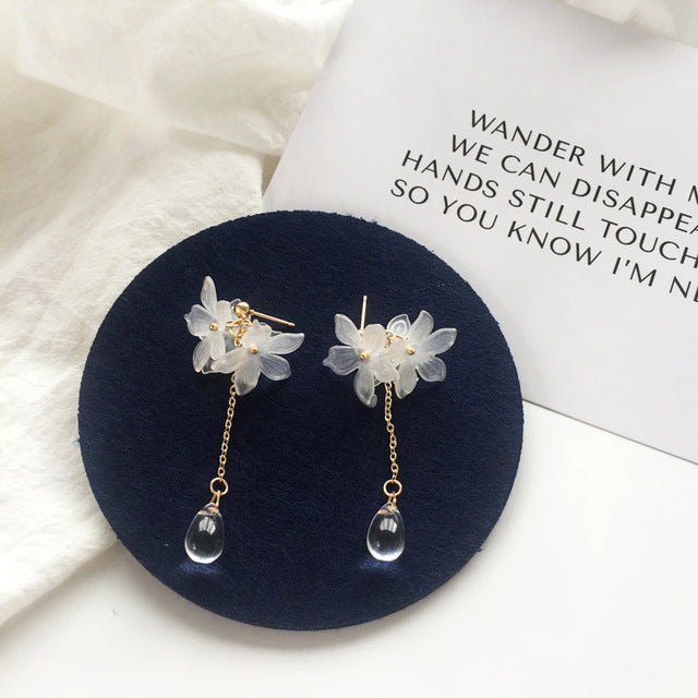 2019 New flower handmade bohemia boho earrings women fashion long hanging earrings crystal female wedding earings party jewelry