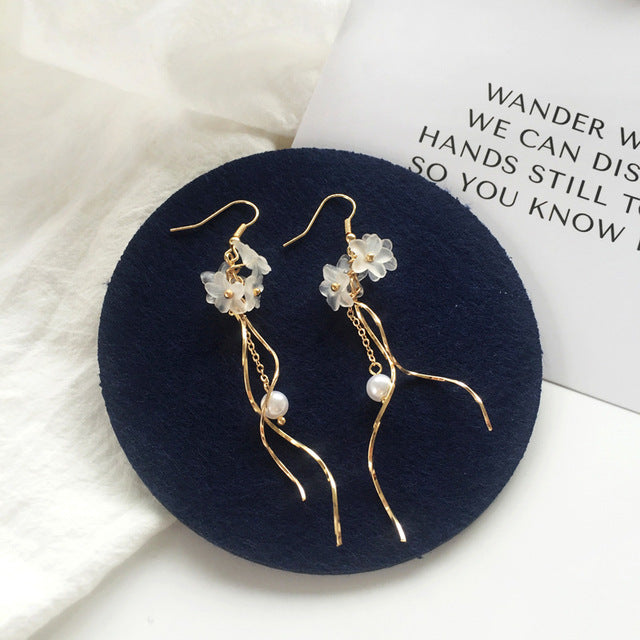 2019 New flower handmade bohemia boho earrings women fashion long hanging earrings crystal female wedding earings party jewelry