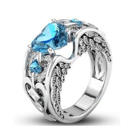 Charm Multicolor 925 Sterling Silver Princess Heart Zircon Engagement Rings for Women Anel Austrian Crystals Jewelry Top Quality