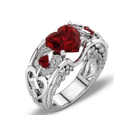 Charm Multicolor 925 Sterling Silver Princess Heart Zircon Engagement Rings for Women Anel Austrian Crystals Jewelry Top Quality