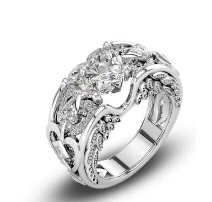 Charm Multicolor 925 Sterling Silver Princess Heart Zircon Engagement Rings for Women Anel Austrian Crystals Jewelry Top Quality