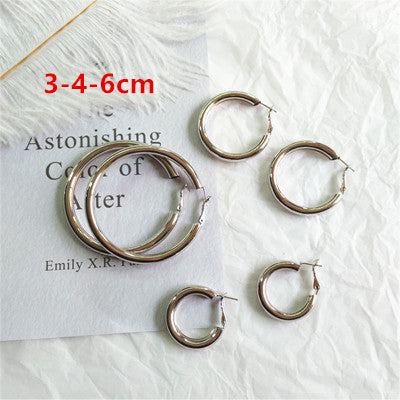 HUANZHI 2019 New Minimalist Gold Metal Large Circle Geometric Round Big Hoop Earrings for Women Girl Wedding Party Jewelry