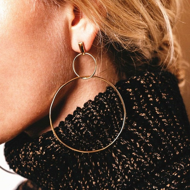 2020 New Fashion Round Dangle Drop Korean Earrings For Women Geometric Round Heart Gold Earring Wedding Jewelry 8g