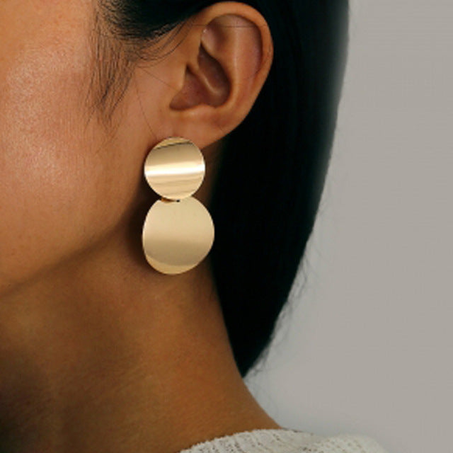 2020 New Fashion Round Dangle Drop Korean Earrings For Women Geometric Round Heart Gold Earring Wedding Jewelry 8g