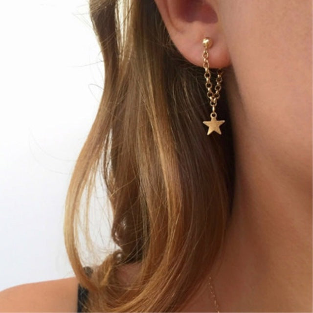 2020 New Fashion Round Dangle Drop Korean Earrings For Women Geometric Round Heart Gold Earring Wedding Jewelry 8g