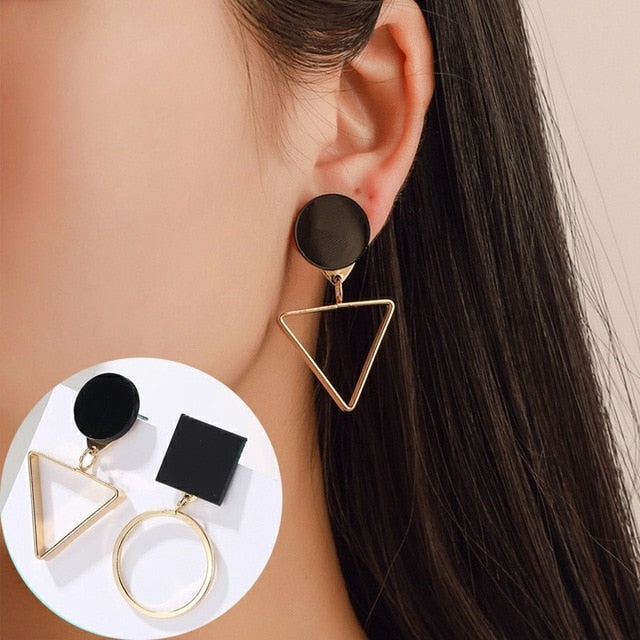 2020 New Fashion Round Dangle Drop Korean Earrings For Women Geometric Round Heart Gold Earring Wedding Jewelry 8g