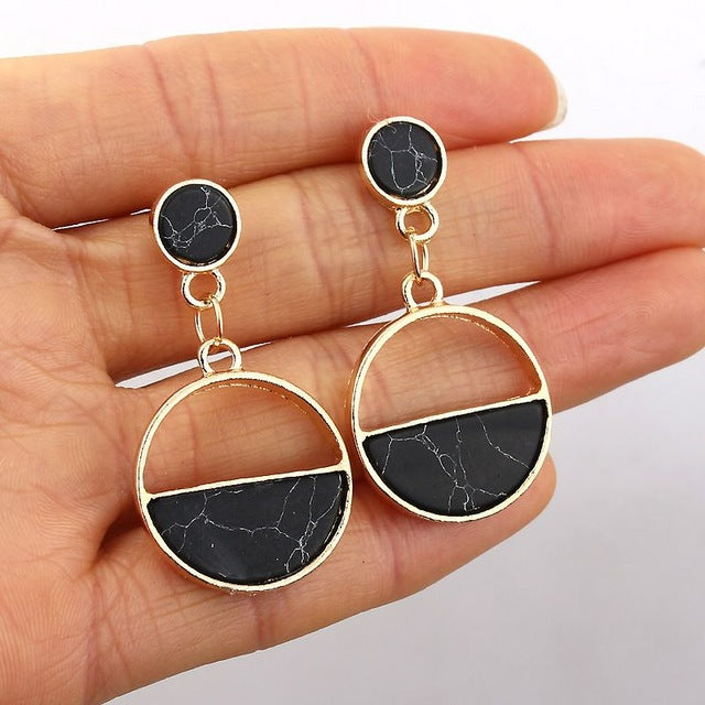 2020 New Fashion Round Dangle Drop Korean Earrings For Women Geometric Round Heart Gold Earring Wedding Jewelry 8g