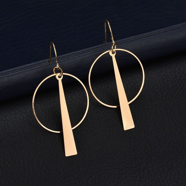 2020 New Fashion Round Dangle Drop Korean Earrings For Women Geometric Round Heart Gold Earring Wedding Jewelry 8g