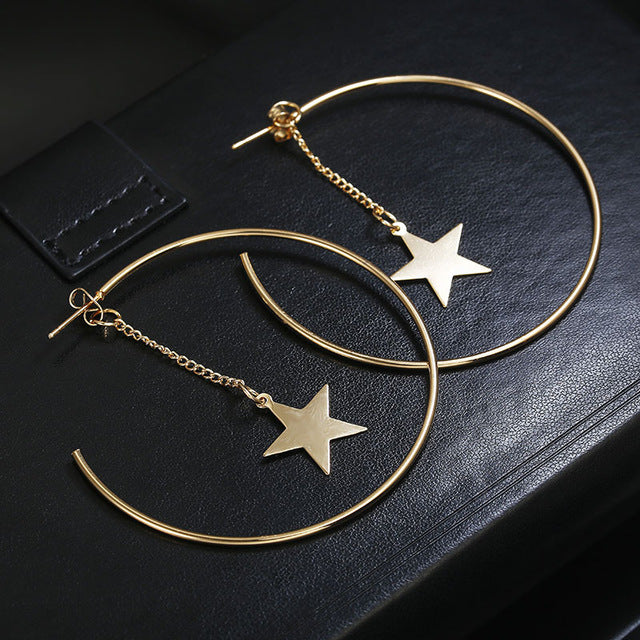 2020 New Fashion Round Dangle Drop Korean Earrings For Women Geometric Round Heart Gold Earring Wedding Jewelry 8g