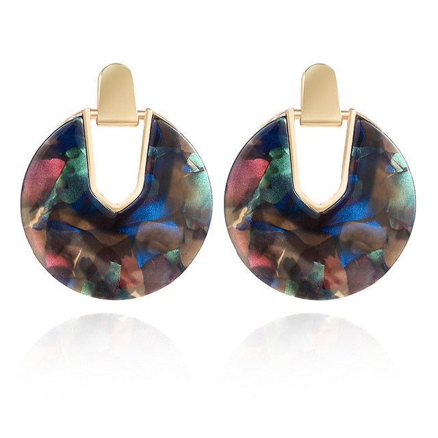 2020 New Fashion Round Dangle Drop Korean Earrings For Women Geometric Round Heart Gold Earring Wedding Jewelry 8g
