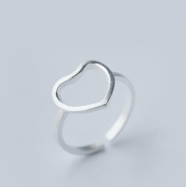 Jisensp Minimalist Jewelry Silver Color Geometric Rings for Women Adjustable Round Triangle Heartbeat Finger Ring bague femme