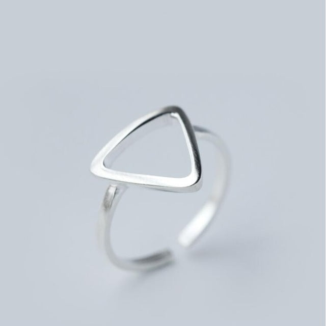 Jisensp Minimalist Jewelry Silver Color Geometric Rings for Women Adjustable Round Triangle Heartbeat Finger Ring bague femme