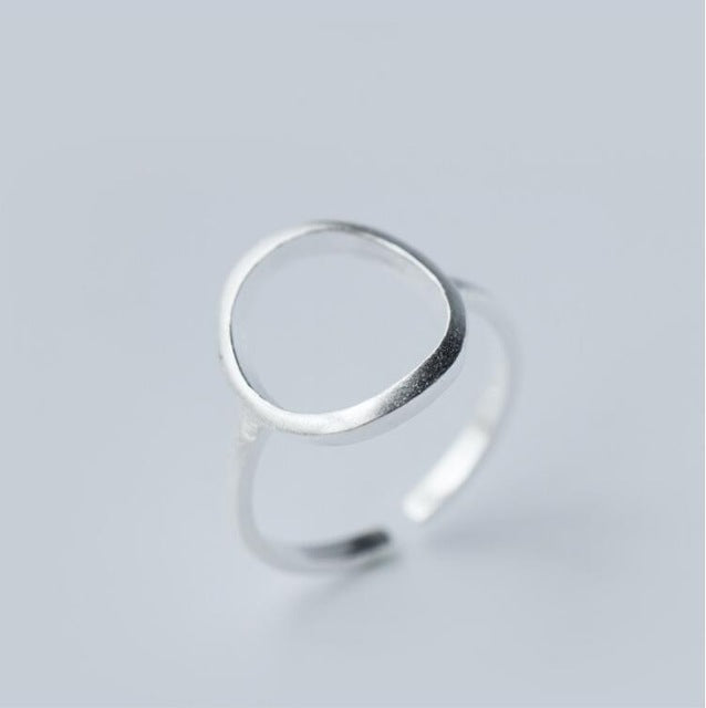 Jisensp Minimalist Jewelry Silver Color Geometric Rings for Women Adjustable Round Triangle Heartbeat Finger Ring bague femme