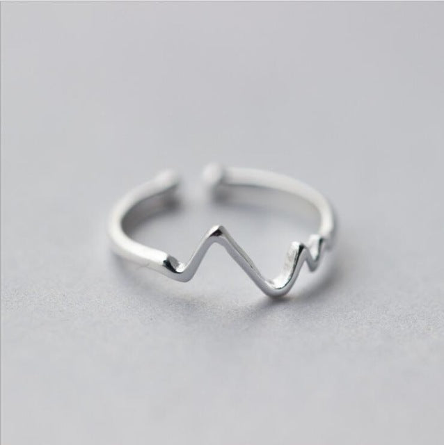 Jisensp Minimalist Jewelry Silver Color Geometric Rings for Women Adjustable Round Triangle Heartbeat Finger Ring bague femme