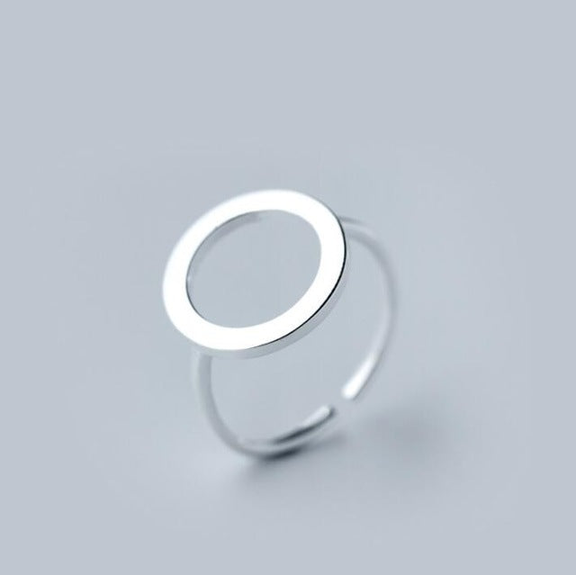 Jisensp Minimalist Jewelry Silver Color Geometric Rings for Women Adjustable Round Triangle Heartbeat Finger Ring bague femme