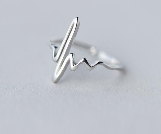 Jisensp Minimalist Jewelry Silver Color Geometric Rings for Women Adjustable Round Triangle Heartbeat Finger Ring bague femme