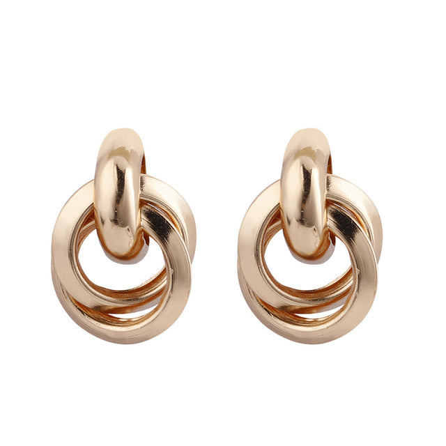 Flashbuy Gold Color Alloy Drop Earrings For Women Simple Exaggeration Earrings Wedding Fashion Jewelry Trendy Accessories
