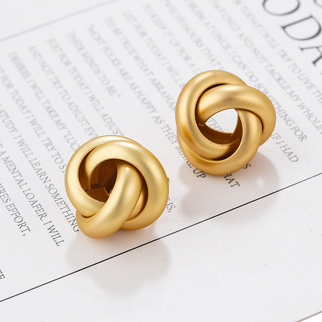 Flashbuy Gold Color Alloy Drop Earrings For Women Simple Exaggeration Earrings Wedding Fashion Jewelry Trendy Accessories