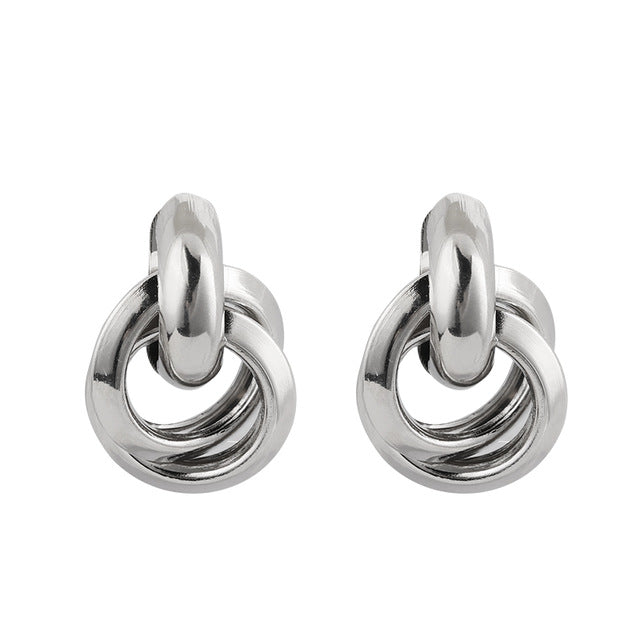 Flashbuy Gold Color Alloy Drop Earrings For Women Simple Exaggeration Earrings Wedding Fashion Jewelry Trendy Accessories