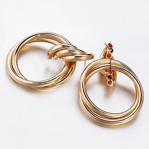 Flashbuy Gold Color Alloy Drop Earrings For Women Simple Exaggeration Earrings Wedding Fashion Jewelry Trendy Accessories