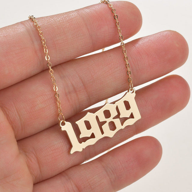 SUMENG 2020 New Fashion Year Number Necklaces Gold Color Long Chain Custom Year 1989 to 2000 Birthday Gift For Women