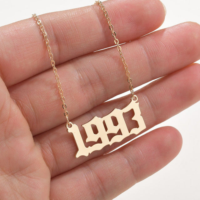 SUMENG 2020 New Fashion Year Number Necklaces Gold Color Long Chain Custom Year 1989 to 2000 Birthday Gift For Women