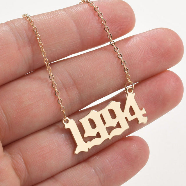 SUMENG 2020 New Fashion Year Number Necklaces Gold Color Long Chain Custom Year 1989 to 2000 Birthday Gift For Women