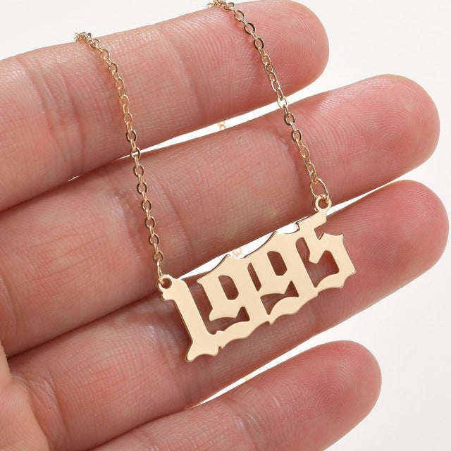 SUMENG 2020 New Fashion Year Number Necklaces Gold Color Long Chain Custom Year 1989 to 2000 Birthday Gift For Women