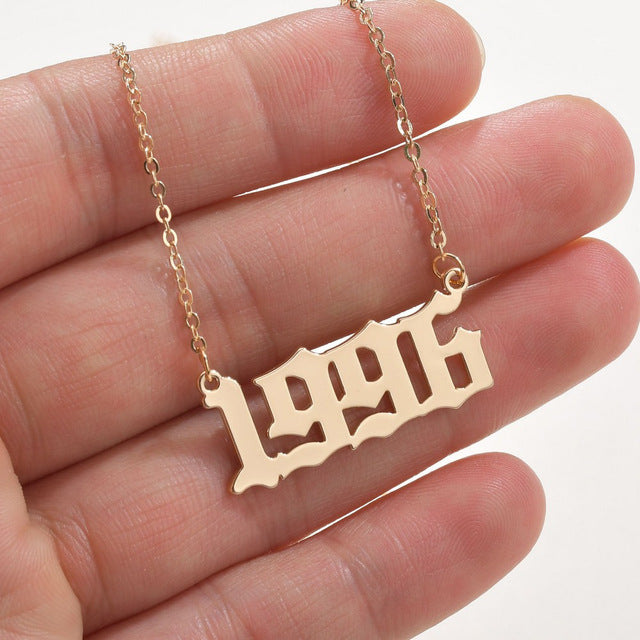 SUMENG 2020 New Fashion Year Number Necklaces Gold Color Long Chain Custom Year 1989 to 2000 Birthday Gift For Women