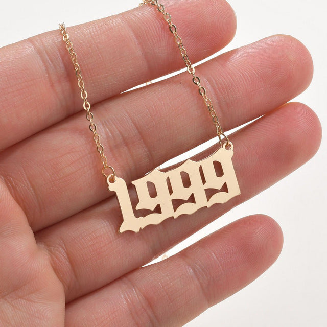 SUMENG 2020 New Fashion Year Number Necklaces Gold Color Long Chain Custom Year 1989 to 2000 Birthday Gift For Women
