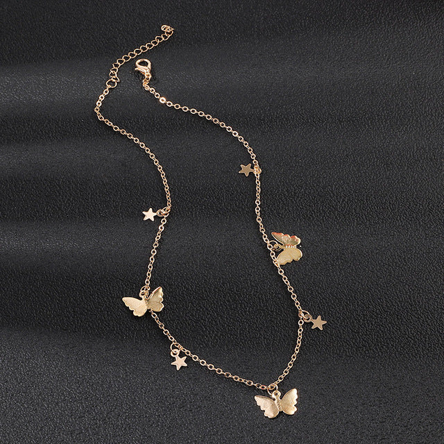JCYMONG Bohemian Cute Butterfly Choker Necklace For Women Gold Silver Color Clavicle Chain 2020 Fashion Female Chocker Jewelry