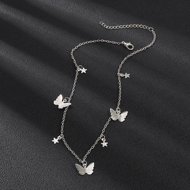 JCYMONG Bohemian Cute Butterfly Choker Necklace For Women Gold Silver Color Clavicle Chain 2020 Fashion Female Chocker Jewelry