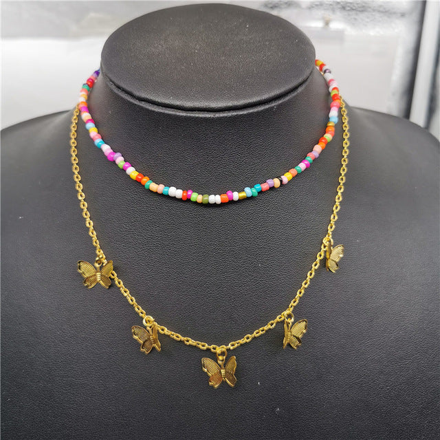 JCYMONG Bohemian Cute Butterfly Choker Necklace For Women Gold Silver Color Clavicle Chain 2020 Fashion Female Chocker Jewelry