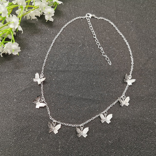 JCYMONG Bohemian Cute Butterfly Choker Necklace For Women Gold Silver Color Clavicle Chain 2020 Fashion Female Chocker Jewelry