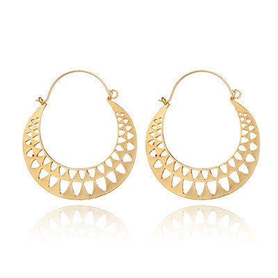 Tocona Boho Gold Silver Color Half Round Hollow Large Drop Dangle Earring For Women Tribe Vintage Pendant Earring Pendientes3802