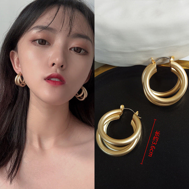 Fashion Statement Earrings 2019 New Geometric Matte Gold earrings For Women Hanging Dangle Earrings Drop Earring modern Jewelry