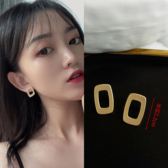 Fashion Statement Earrings 2019 New Geometric Matte Gold earrings For Women Hanging Dangle Earrings Drop Earring modern Jewelry