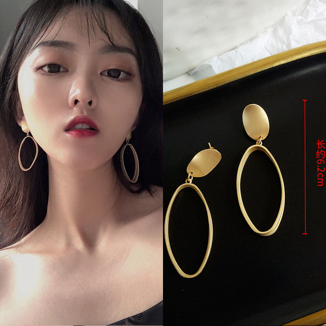 Fashion Statement Earrings 2019 New Geometric Matte Gold earrings For Women Hanging Dangle Earrings Drop Earring modern Jewelry