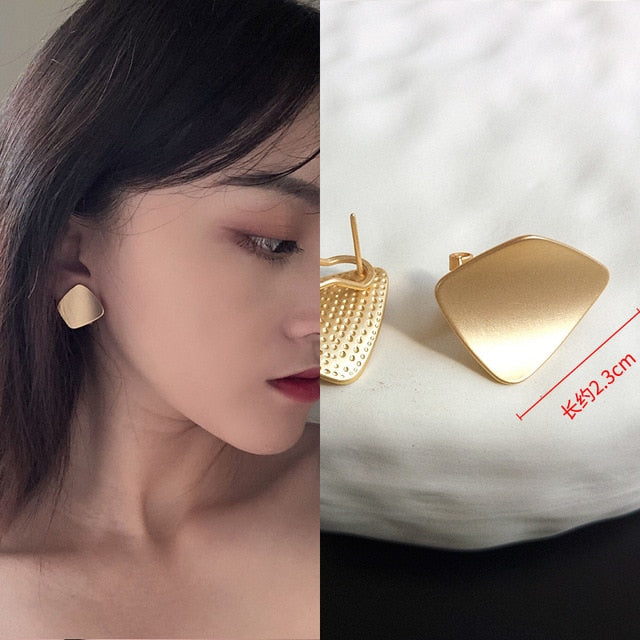 Fashion Statement Earrings 2019 New Geometric Matte Gold earrings For Women Hanging Dangle Earrings Drop Earring modern Jewelry