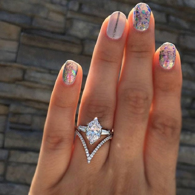 New Trendy Crystal  Engagement Claws Design Hot Sale Rings For Women AAA White Zircon Cubic elegant rings Female Wedding Jewelry