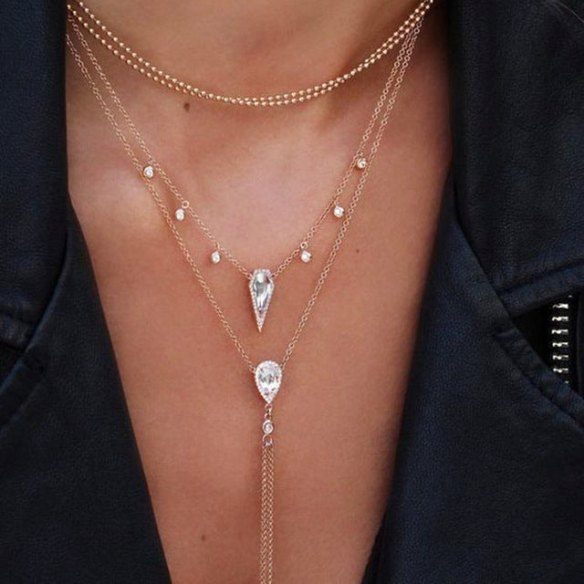 Bohemian Multi Layered Necklace for Women Vintage Portrait Coin Star Moon Pendant Necklace Geometric Collier Collares