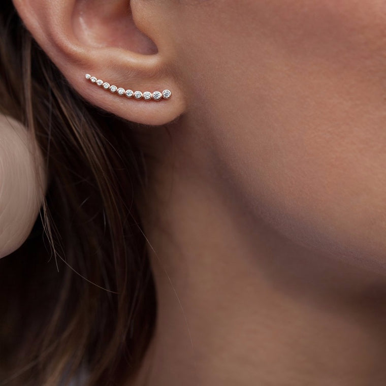 New Arrival best friends 925 sterling silver sweep cz long wire thread ear climber women Climber 925 silver earring