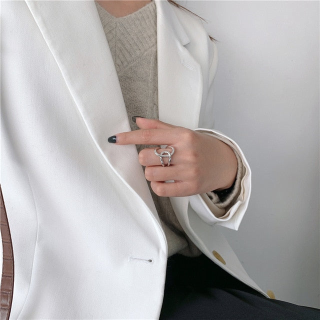 AOMU 1PC 2020 Fashion Golden Metal Rings for Women Geometric Cross Twist Minimalist Ring Party Jewelry Gifts