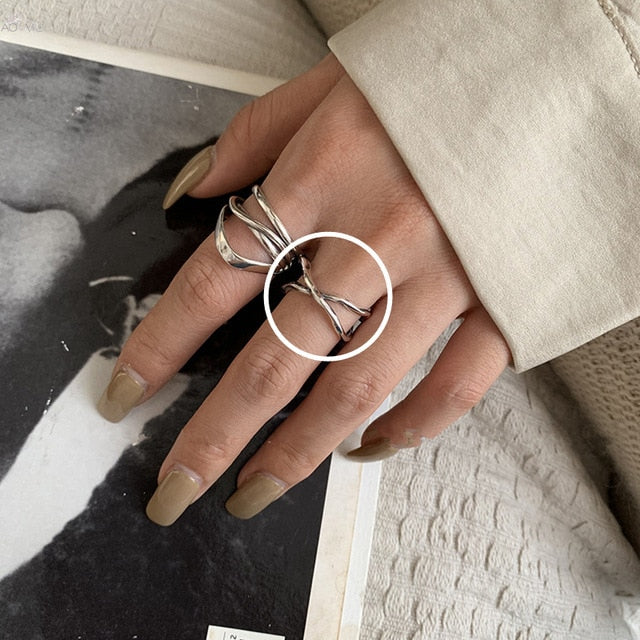 AOMU 1PC 2020 Fashion Golden Metal Rings for Women Geometric Cross Twist Minimalist Ring Party Jewelry Gifts