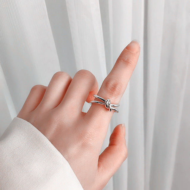 AOMU 1PC 2020 Fashion Golden Metal Rings for Women Geometric Cross Twist Minimalist Ring Party Jewelry Gifts