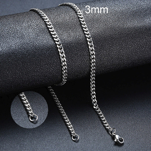 Vnox Basic Punk Stainless Steel Necklace for Men Women Curb Cuban Link Chain Chokers Vintage Black Gold Tone Solid Metal