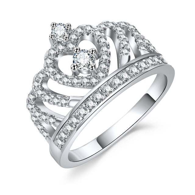 VKME Crown Zircon Ring Women's Wedding Engagement Jewelry Wholesale