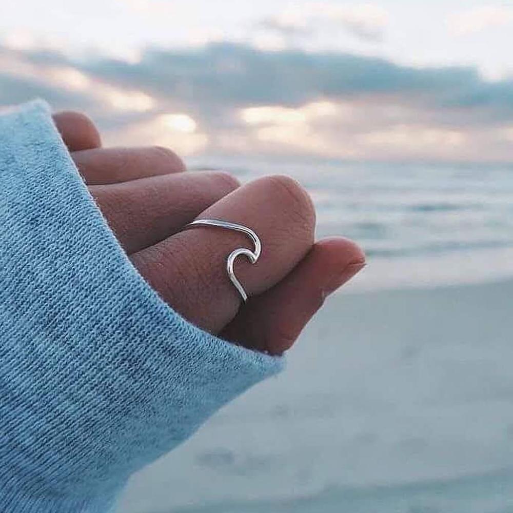 Mossovy Wave Alloy  Rings Charms Rose Gold Ring Minimalist Jewelry Wedding Rings for Women Bague Femme Anillos Mujer