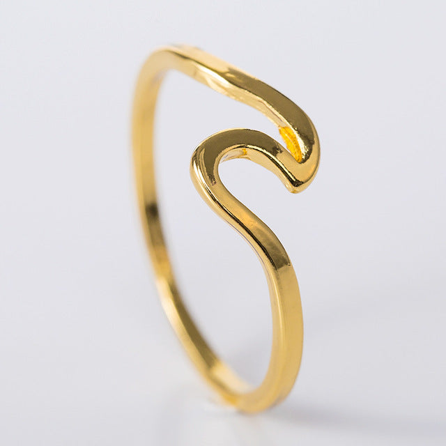 Mossovy Wave Alloy  Rings Charms Rose Gold Ring Minimalist Jewelry Wedding Rings for Women Bague Femme Anillos Mujer